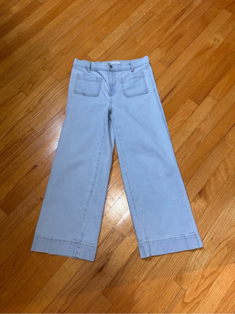 LOFT Light Blue Wide-Leg Jeans with Front Patch Pockets